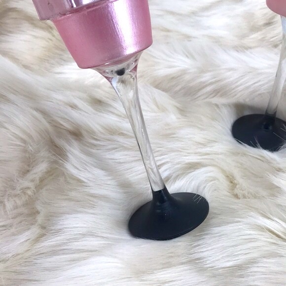 New Floral Rhinestone Barbiecore Pink Easter Mother’s Day Candle Holders NWOT - Picture 8 of 14